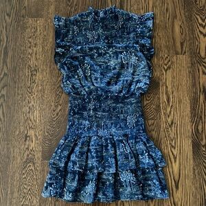 Aqua flutter mini dress